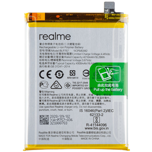 Akku Realme 6 / 6S / 6 Pro, BLP757, Service Pack 4903663 