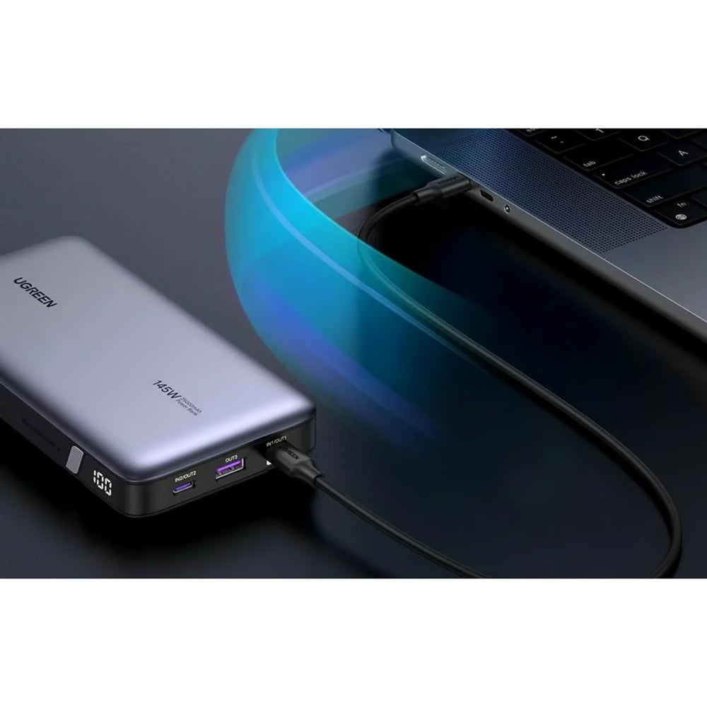 UGREEN PB205 Batteria esterna, 25000mAh, 145W, QC + PD, 1 x USB-A - 2 x USB-C, Grigio 
