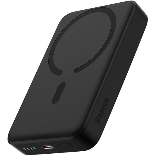 Baseus Magnetic Mini Wireless External Battery, 10000mAh, 30W, PD + FQI, 1 x QI - 1 x USB-C, Schwarz PPCX110201 