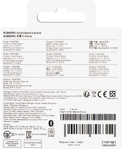 Xiaomi Smart Band 9 Aktiv-Fitness-Armband, Schwarz BHR944444GL
