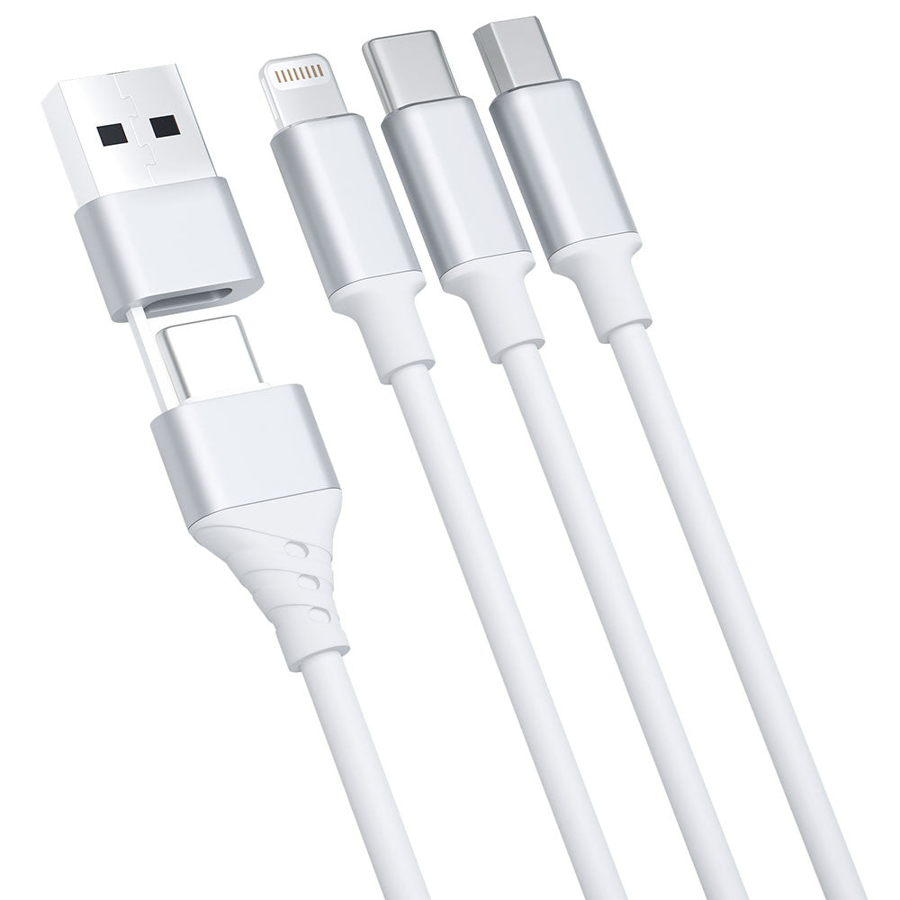 Ladekabel USB-A / USB-C - Lightning / microUSB / USB-C 3MK Hyper 3in1, 12W, 1,5m, Weiß 