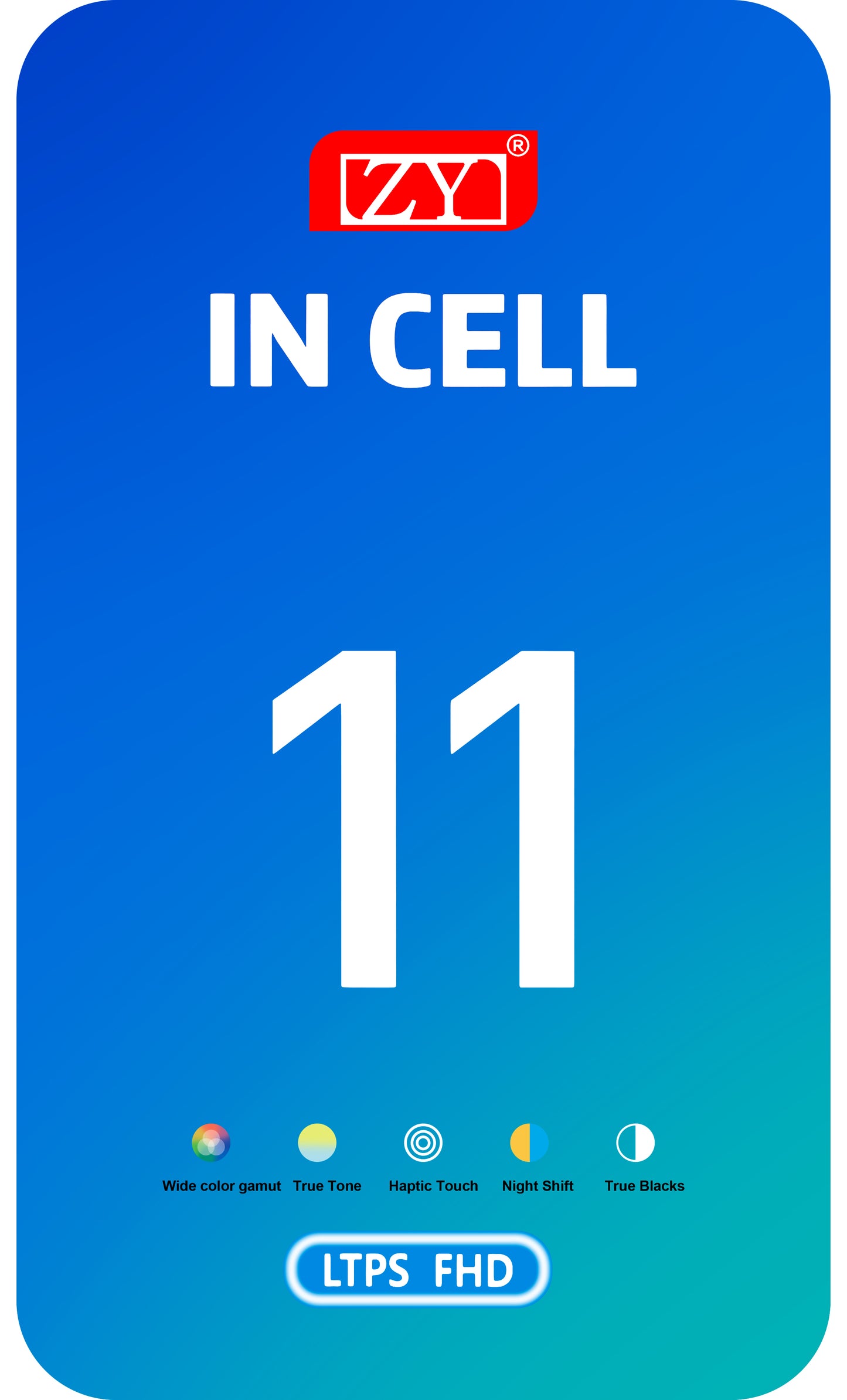 ZY Touchscreen Display für Apple iPhone 11, mit Rahmen, LCD In-Cell IC beweglich, Schwarz 